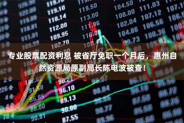 专业股票配资利息 被省厅免职一个月后,惠州自然资源局原副局长陈电波被查!